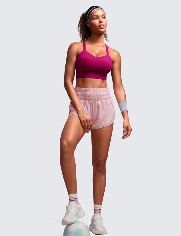 TwentyonefitnessYogaHot BrasWomens Strappy Longline Sports Bra – Molded Cup Double Spaghetti Strap Workout Bra Yoga Crop Tank Top