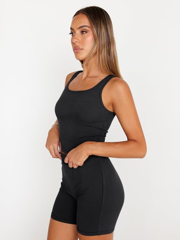 TwentyonefitnessYoga 2 Piece Lounge Sets for Women Matching Workout Set Cropped Tank Tops and High Waist Yoga Leggings Active Wear