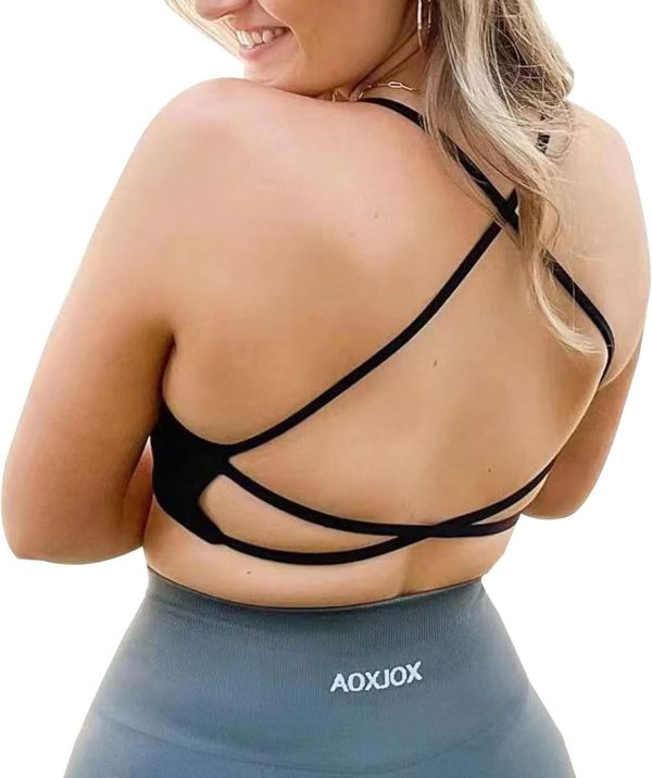 TwentyonefitnessYoga Women’s Workout Sports Bras Fitness Backless Padded Ivy Low Impact Bra Yoga Crop Tank Top