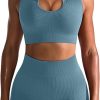 TwentyonefitnessYoga Hot Yoga Sets Workout Outfits for Women 2 Piece Seamless Ribbed High Waist Leggings with Sports Bra Exercise Set…