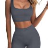 TwentyonefitnessYoga Workout Outfits for Women 2 Piece Seamless Sport Bra High Waist Yoga Leggings Sets