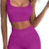 TwentyonefitnessYoga Workout Outfits for Women 2 Piece Seamless Sport Bra High Waist Yoga Leggings Sets