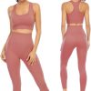 TwentyonefitnessYoga Hot Yoga Sets Workout Sets for Women 2 Piece High Waisted Seamless Leggings with Padded Stretchy Sports Bra Sets Gym Clothes