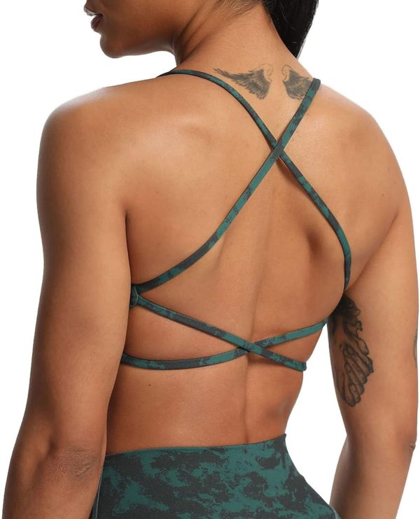 TwentyonefitnessYoga Women’s Workout Sports Bras Fitness Backless Padded Ivy Low Impact Bra Yoga Crop Tank Top