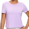 TwentyonefitnessYoga Hot Tops Women’s Pima Cotton Short Sleeve Crop Tops High Neck Cropped Workout Tops Yoga Athletic Shirts Casual T-Shirt
