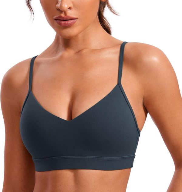 TwentyonefitnessYogaHot Bras V-Neck Sports Bras for Women – Adjustable Thin Straps Padded Yoga Bra Basic Wireless Bra Camisole