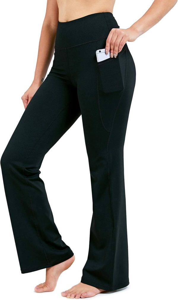 TwentyonefitnessYoga28″/30″/32″/34″ Inseam Women’s Bootcut Yoga Pants Long Bootleg High-Waisted Flare Pants with PocketsLeggings