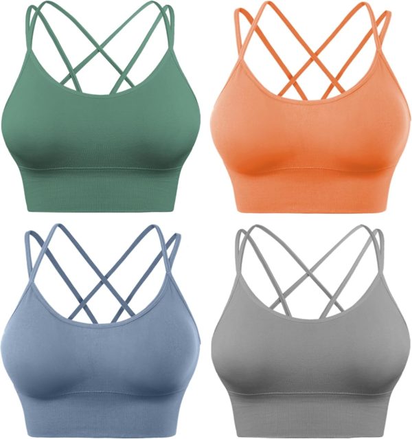 TwentyonefitnessYoga Cross Back Sport Bras Padded Strappy Criss Cross Cropped Bras for Yoga Workout Fitness Low Impact