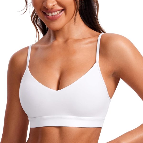TwentyonefitnessYogaHot Bras V-Neck Sports Bras for Women – Adjustable Thin Straps Padded Yoga Bra Basic Wireless Bra Camisole
