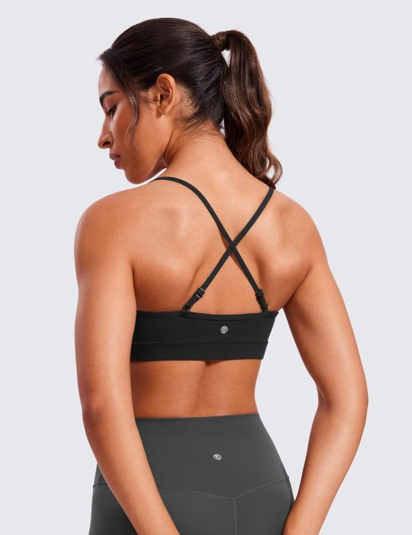 TwentyonefitnessYogaHot Bras V-Neck Sports Bras for Women – Adjustable Thin Straps Padded Yoga Bra Basic Wireless Bra Camisole