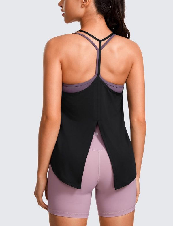 TwentyonefitnessYoga Hot Tops Lightweight Tank Top for Women V Neck Spaghetti Strap Workout Tanks Tie Back Yoga Sleeveless Shirts Halter Camisole