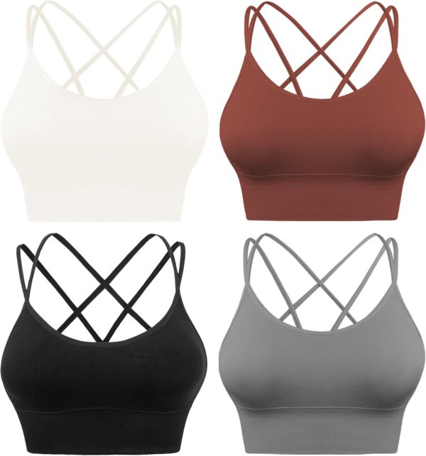 TwentyonefitnessYoga Cross Back Sport Bras Padded Strappy Criss Cross Cropped Bras for Yoga Workout Fitness Low Impact
