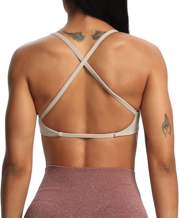 TwentyonefitnessYoga Women’s Workout Sports Bras Fitness Backless Padded Sienna Low Impact Bra Yoga Crop Tank Top