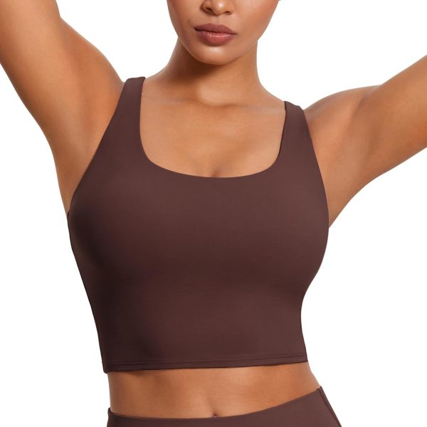 TwentyonefitnessYoga Hot Tops Womens Butterluxe Strappy Longline Sports Bra – Padded Criss Cross Yoga Bra Workout Crop Tank Tops