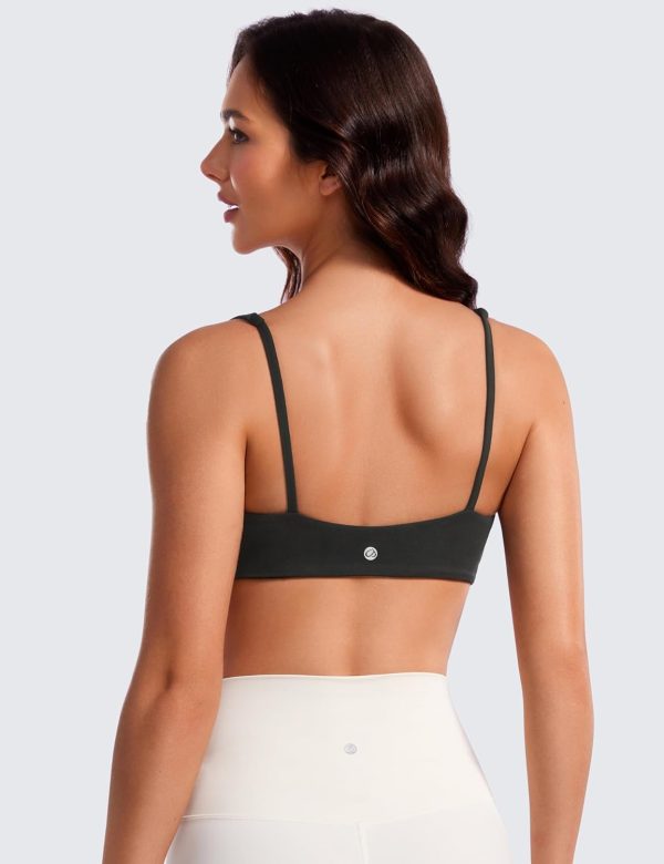 TwentyonefitnessYogaHot Bras Spaghetti Strap Sports Bras for Women – Square Neck Yoga Wireless Bra Padded Cami Crop Top