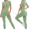 TwentyonefitnessYoga Workout Sets for Women Two Piece Outfits Seamless High Waist Leggings Yoga Crop Tops Athletic Sports Gym Sets