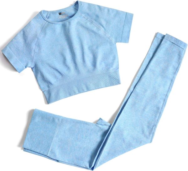 TwentyonefitnessYoga Workout Sets for Women Two Piece Outfits Seamless High Waist Leggings Yoga Crop Tops Athletic Sports Gym Sets