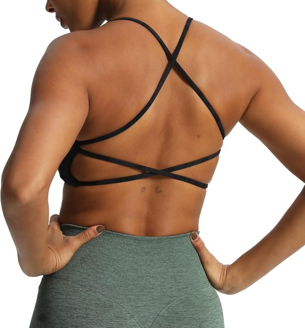 TwentyonefitnessYoga Women’s Workout Sports Bras Fitness Backless Padded Ivy Low Impact Bra Yoga Crop Tank Top