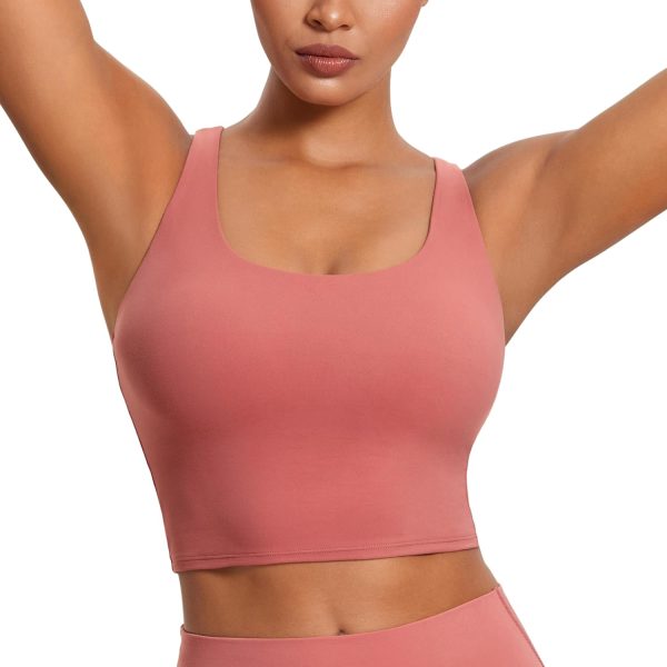 TwentyonefitnessYoga Hot Tops Womens Butterluxe Strappy Longline Sports Bra – Padded Criss Cross Yoga Bra Workout Crop Tank Tops