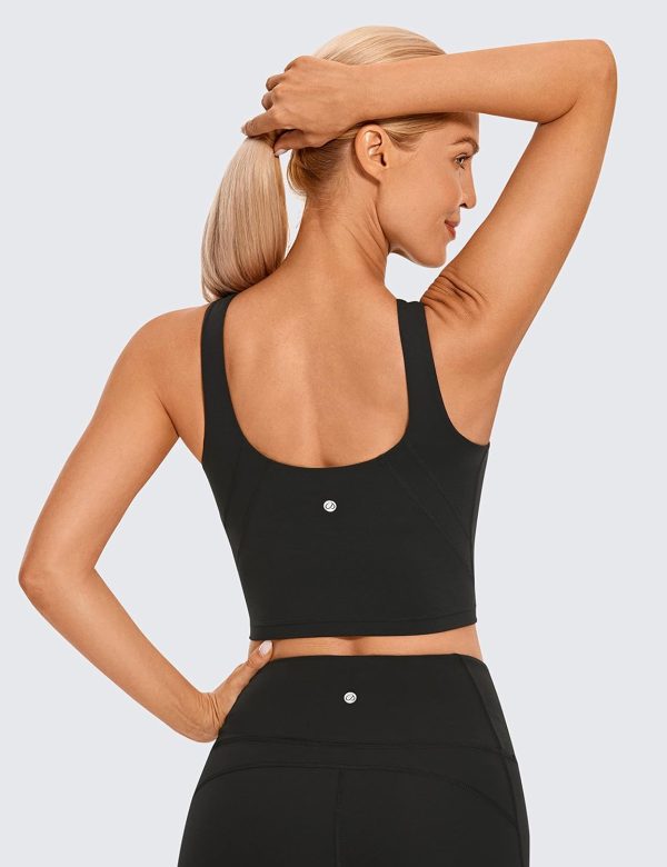TwentyonefitnessYogaHot Bras  Womens High Neck Longline Sports Bra – U Back Padded Crop Workout Tank Top with Built in Bra