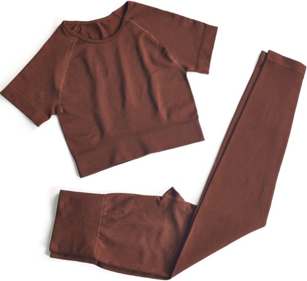 TwentyonefitnessYoga Workout Sets for Women Two Piece Outfits Seamless High Waist Leggings Yoga Crop Tops Athletic Sports Gym Sets