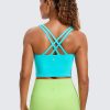 TwentyonefitnessYoga Hot Tops Womens Butterluxe Strappy Longline Sports Bra – Padded Criss Cross Yoga Bra Workout Crop Tank Tops
