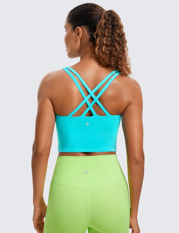 TwentyonefitnessYoga Hot Tops Womens Butterluxe Strappy Longline Sports Bra – Padded Criss Cross Yoga Bra Workout Crop Tank Tops