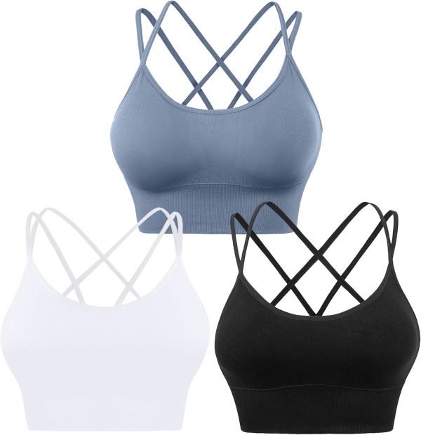 TwentyonefitnessYoga Cross Back Sport Bras Padded Strappy Criss Cross Cropped Bras for Yoga Workout Fitness Low Impact