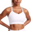 TwentyonefitnessYogaHot BrasWomens Strappy Longline Sports Bra – Molded Cup Double Spaghetti Strap Workout Bra Yoga Crop Tank Top