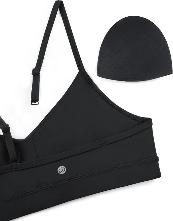 TwentyonefitnessYogaHot Bras V-Neck Sports Bras for Women – Adjustable Thin Straps Padded Yoga Bra Basic Wireless Bra Camisole