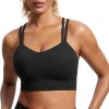 TwentyonefitnessYogaHot BrasWomens Strappy Longline Sports Bra – Molded Cup Double Spaghetti Strap Workout Bra Yoga Crop Tank Top