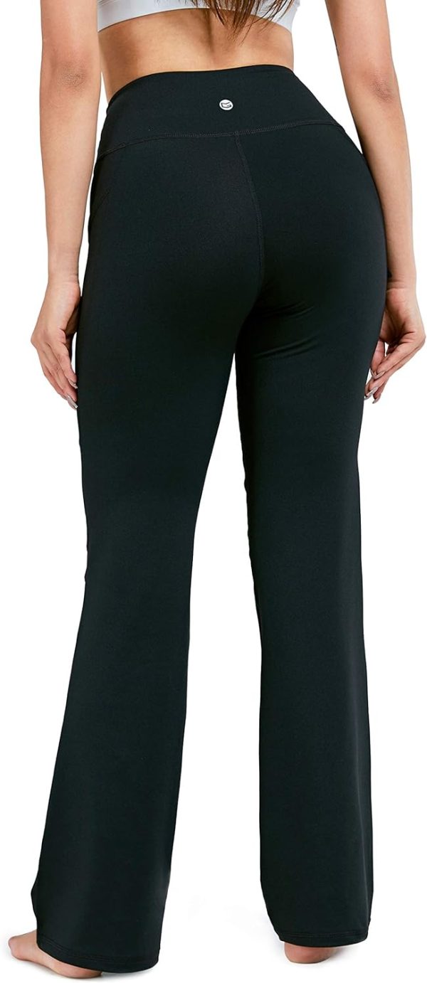 TwentyonefitnessYoga28″/30″/32″/34″ Inseam Women’s Bootcut Yoga Pants Long Bootleg High-Waisted Flare Pants with PocketsLeggings
