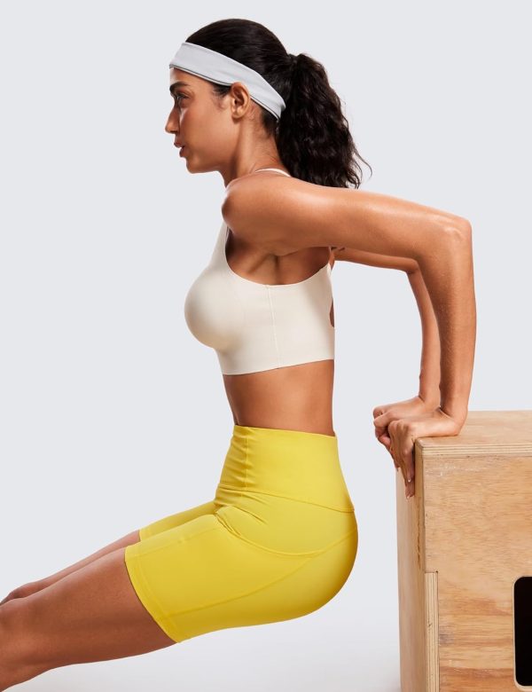 TwentyonefitnessYoga Hot Tops Womens Flex Sculpt Racerback Sports Bra – U Neck Medium Impact Padded Wireless Workout Bra Gym Crop Top