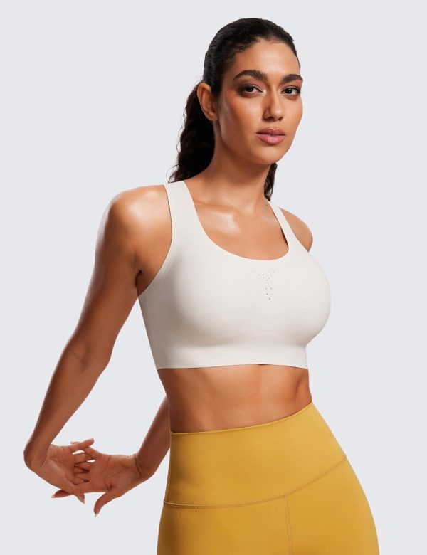 TwentyonefitnessYoga Hot Tops Womens Flex Sculpt Racerback Sports Bra – U Neck Medium Impact Padded Wireless Workout Bra Gym Crop Top