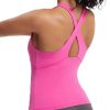 TwentyonefitnessYoga Hot Tops Womens Cross Back Workout Tank Tops-with Built in Bra, High Neck Athletic Yoga Gym Tank Tops