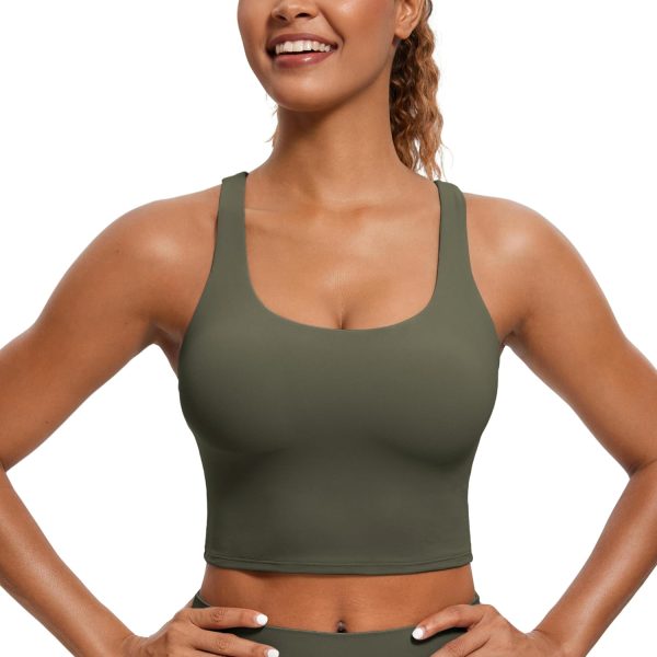 TwentyonefitnessYoga Hot Tops Womens Butterluxe Strappy Longline Sports Bra – Padded Criss Cross Yoga Bra Workout Crop Tank Tops