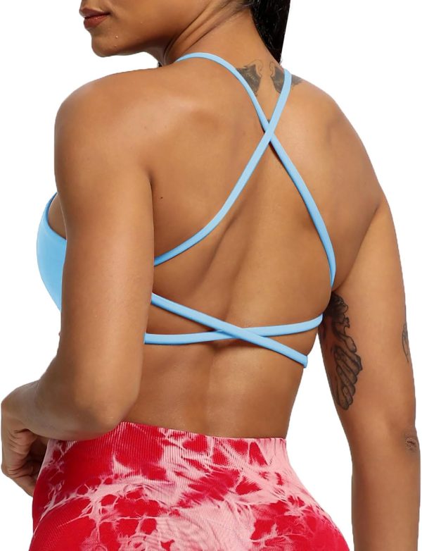 TwentyonefitnessYoga Women’s Workout Sports Bras Fitness Backless Padded Ivy Low Impact Bra Yoga Crop Tank Top