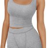 TwentyonefitnessYoga 2 Piece Lounge Sets for Women Matching Workout Set Cropped Tank Tops and High Waist Yoga Leggings Active Wear
