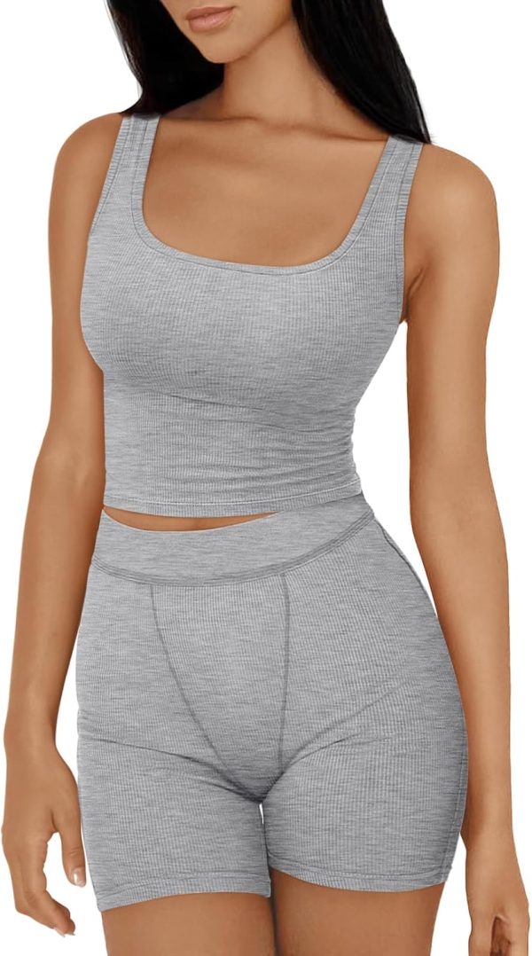 TwentyonefitnessYoga 2 Piece Lounge Sets for Women Matching Workout Set Cropped Tank Tops and High Waist Yoga Leggings Active Wear