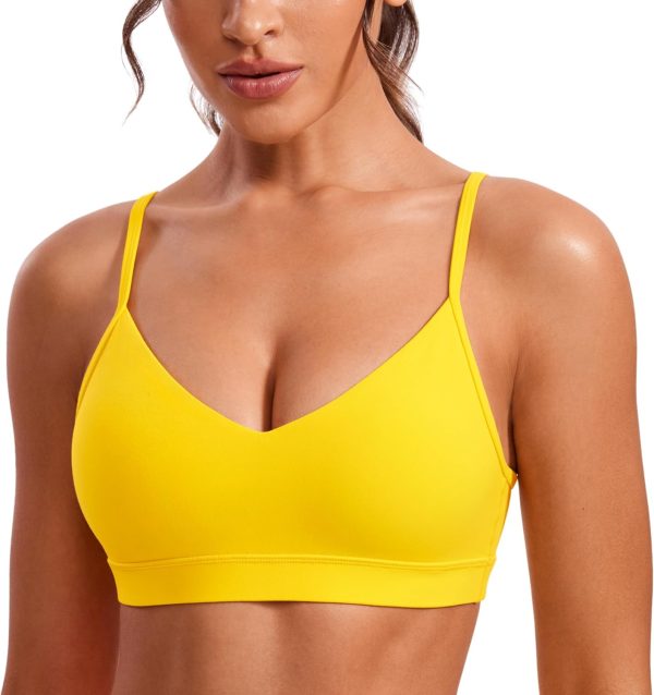 TwentyonefitnessYogaHot Bras V-Neck Sports Bras for Women – Adjustable Thin Straps Padded Yoga Bra Basic Wireless Bra Camisole