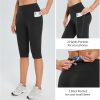 TwentyonefitnessYoga Women’s Capris with Pockets Knee Length Capri Leggings High Waisted Stretch for Casual Summer Yoga Workout ExerciseLeggings
