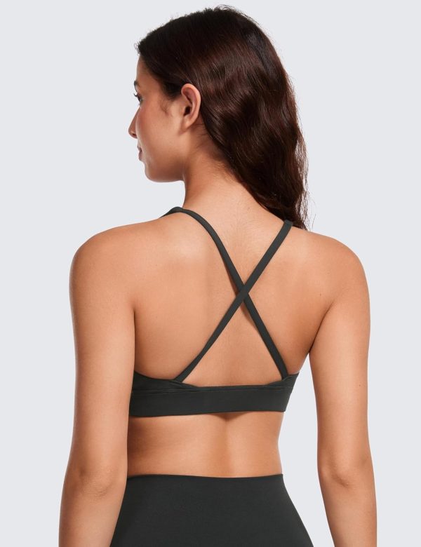 TwentyonefitnessYoga Hot Bras Deep V-Neck Sports Bras for Women – Spaghetti Strap Criss Cross Padded Bra Sexy Wireless Yoga Bra