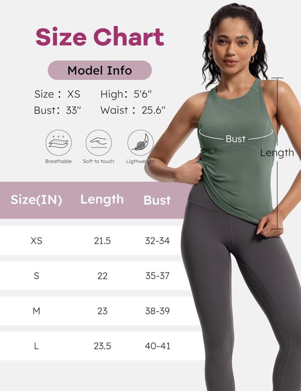 TwentyonefitnessYoga Hot Tops Womens Cross Back Workout Tank Tops-with Built in Bra, High Neck Athletic Yoga Gym Tank Tops