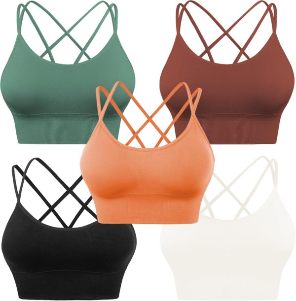 TwentyonefitnessYoga Cross Back Sport Bras Padded Strappy Criss Cross Cropped Bras for Yoga Workout Fitness Low Impact