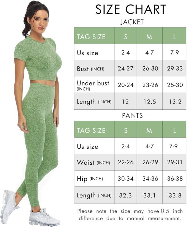 TwentyonefitnessYoga Workout Sets for Women Two Piece Outfits Seamless High Waist Leggings Yoga Crop Tops Athletic Sports Gym Sets