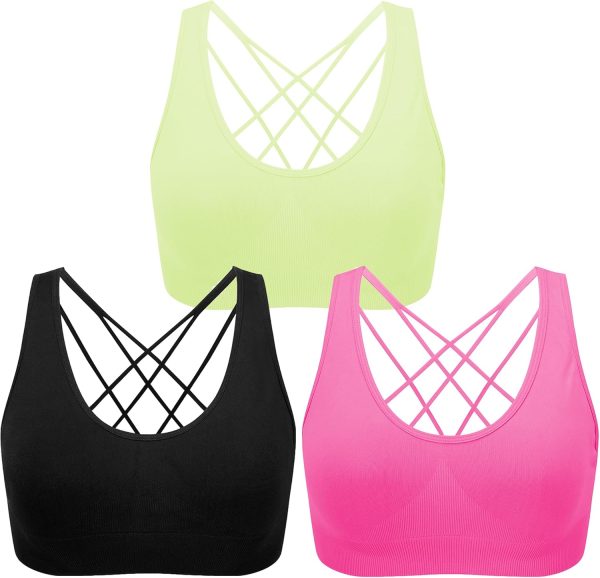 TwentyonefitnessYoga Cross Back Sport Bras Padded Strappy Criss Cross Cropped Bras for Yoga Workout Fitness Low Impact