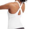 TwentyonefitnessYoga Hot Tops Womens Cross Back Workout Tank Tops-with Built in Bra, High Neck Athletic Yoga Gym Tank Tops