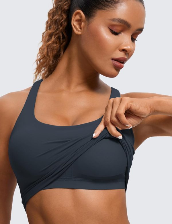 TwentyonefitnessYoga Hot Tops Womens Butterluxe Strappy Longline Sports Bra – Padded Criss Cross Yoga Bra Workout Crop Tank Tops