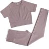 TwentyonefitnessYoga Workout Sets for Women Two Piece Outfits Seamless High Waist Leggings Yoga Crop Tops Athletic Sports Gym Sets
