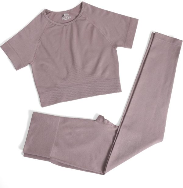 TwentyonefitnessYoga Workout Sets for Women Two Piece Outfits Seamless High Waist Leggings Yoga Crop Tops Athletic Sports Gym Sets